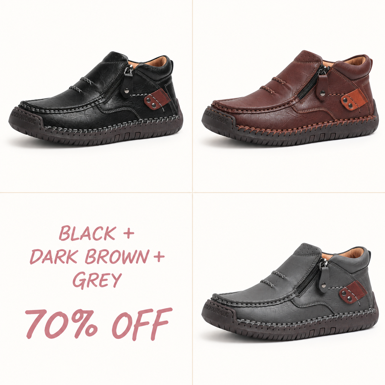 Men’s Slip-On Leather Driving Boots – Handmade with Premium Leather, Wide Toe, Arch Support, Memory Foam Insole, Non-Slip Sole for Casual, Travel & Outdoor
