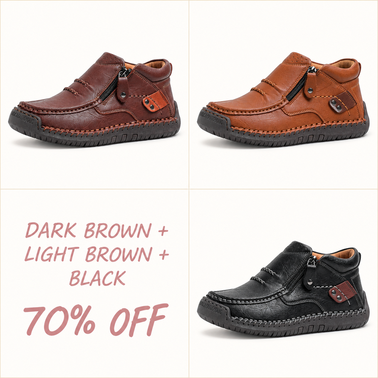 Men’s Slip-On Leather Driving Boots – Handmade with Premium Leather, Wide Toe, Arch Support, Memory Foam Insole, Non-Slip Sole for Casual, Travel & Outdoor