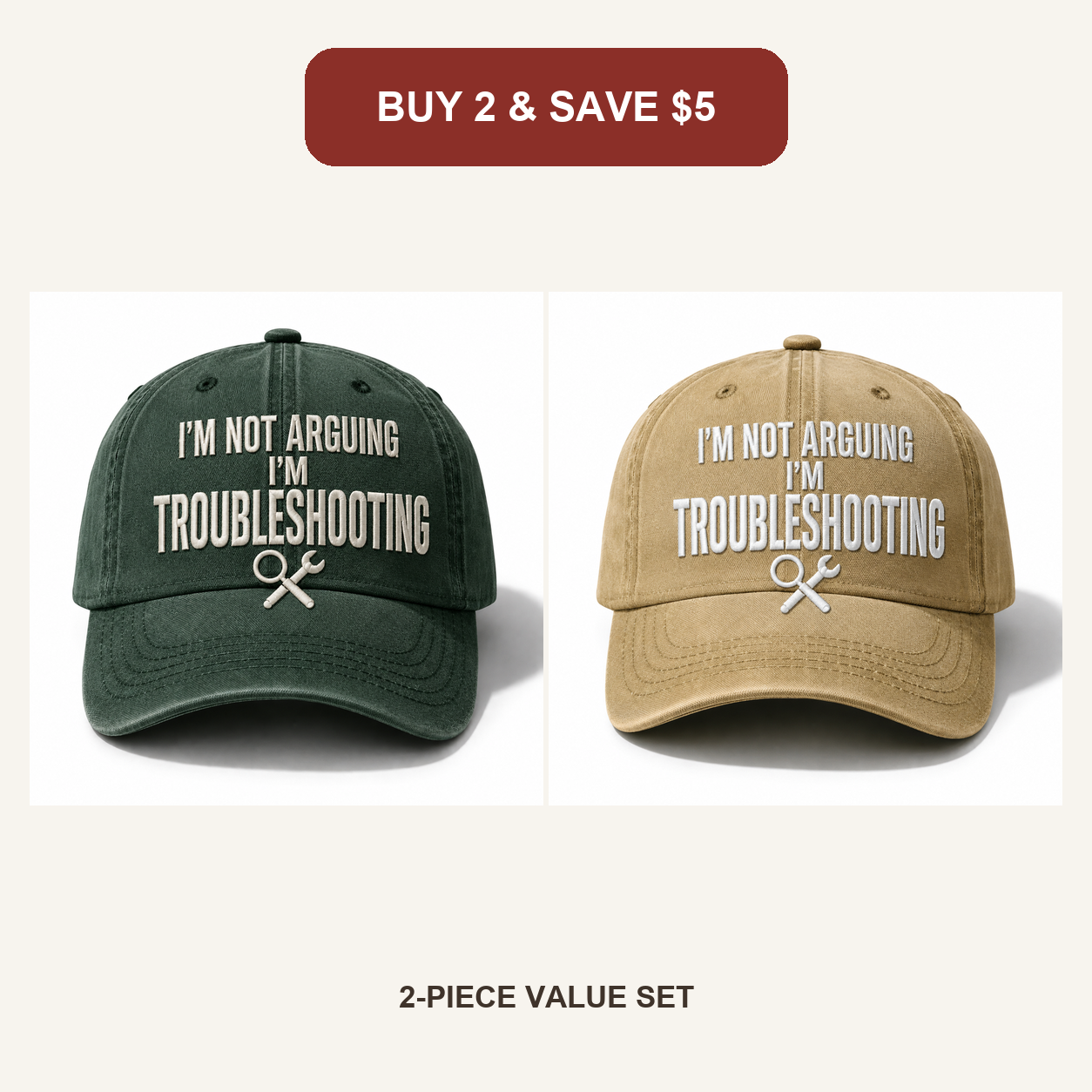 🧢Men’s “I’m Not Arguing, I’m Troubleshooting” Vintage Washed Baseball Cap – Adjustable Casual Hat