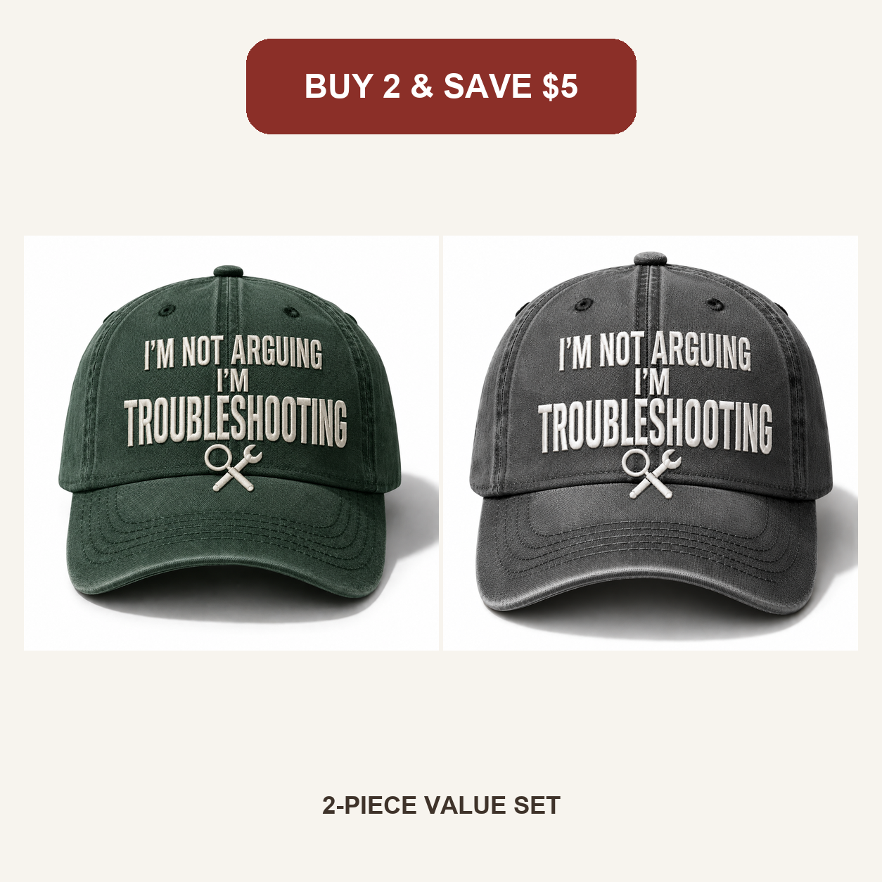 🧢Men’s “I’m Not Arguing, I’m Troubleshooting” Vintage Washed Baseball Cap – Adjustable Casual Hat