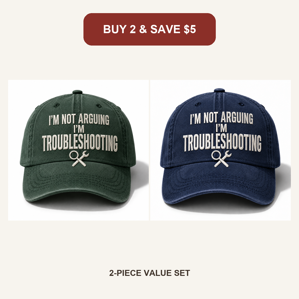 🧢Men’s “I’m Not Arguing, I’m Troubleshooting” Vintage Washed Baseball Cap – Adjustable Casual Hat