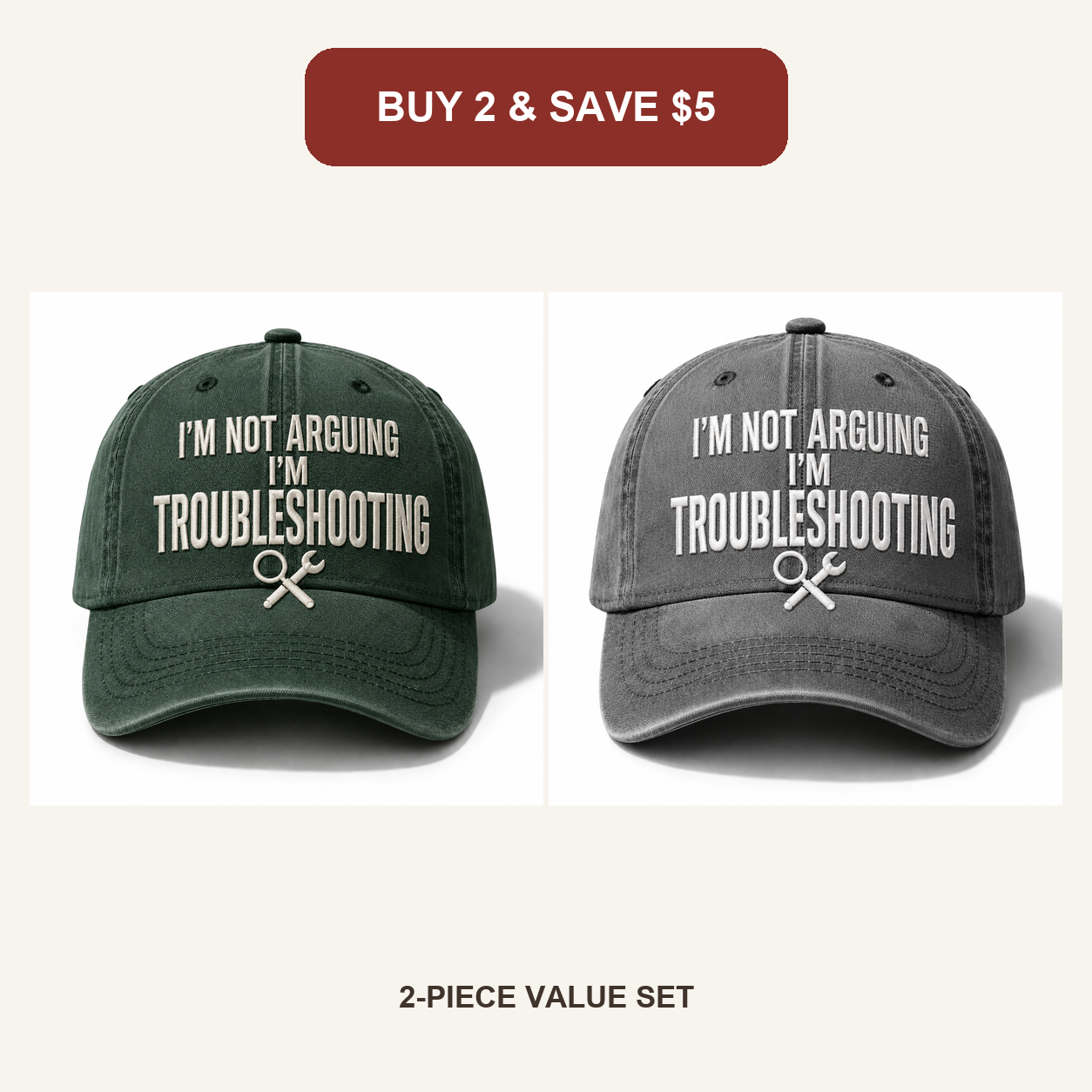 🧢Men’s “I’m Not Arguing, I’m Troubleshooting” Vintage Washed Baseball Cap – Adjustable Casual Hat