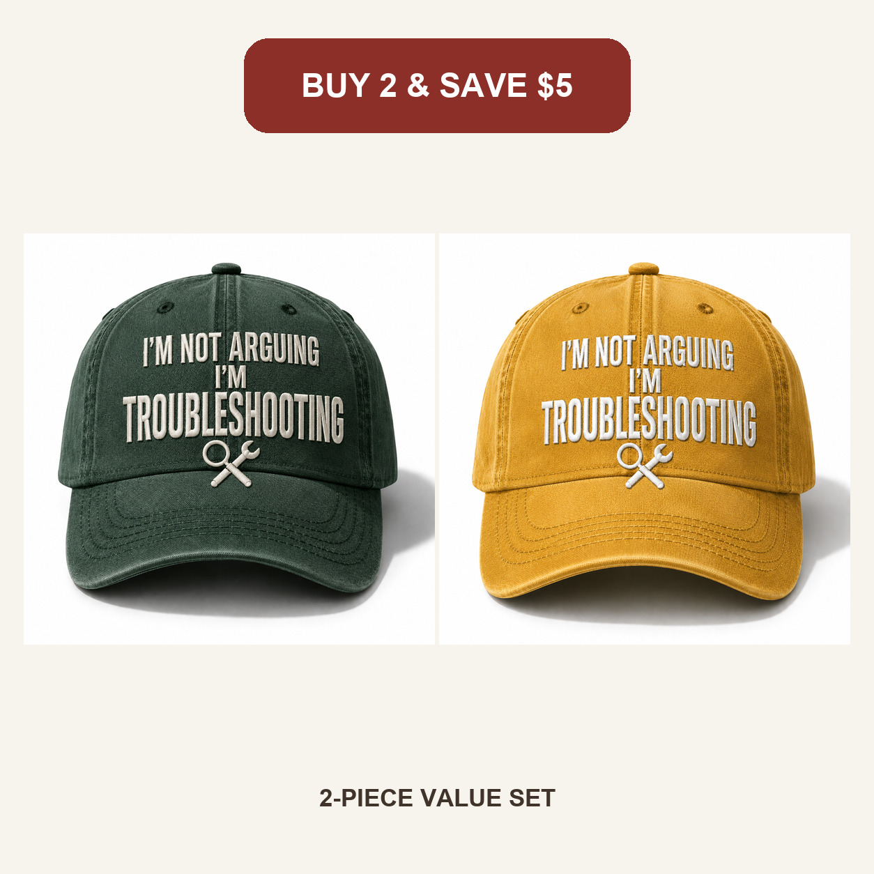🧢Men’s “I’m Not Arguing, I’m Troubleshooting” Vintage Washed Baseball Cap – Adjustable Casual Hat