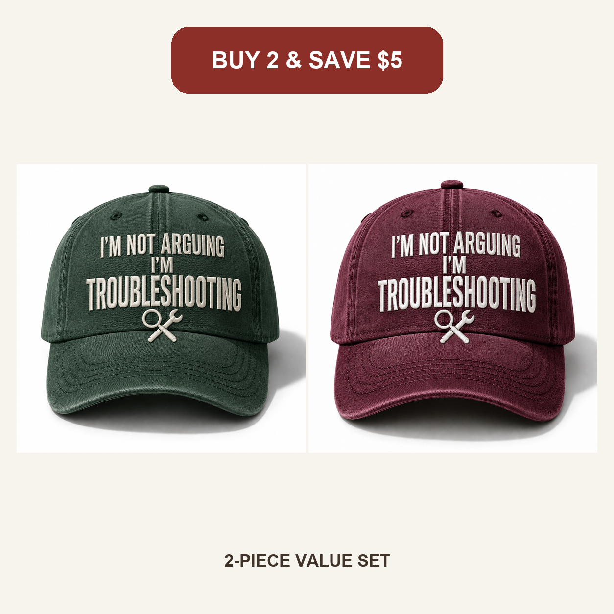 🧢Men’s “I’m Not Arguing, I’m Troubleshooting” Vintage Washed Baseball Cap – Adjustable Casual Hat