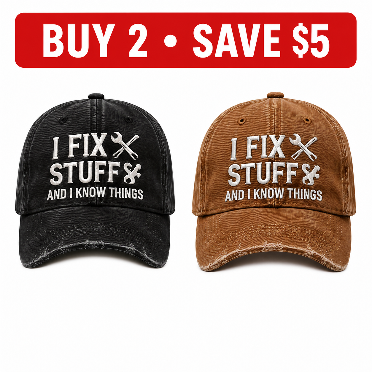 🧢I Fix Stuff and I Know Things – Vintage Embroidered Baseball Cap, Funny Dad Hat for DIY Lovers, Mechanics & Handymen