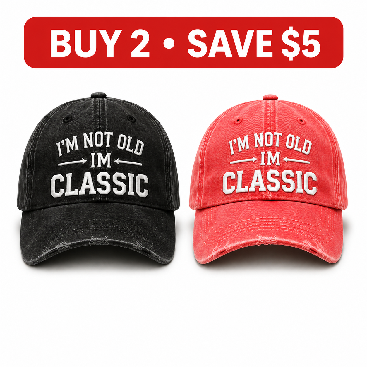 🧢I’m Not Old I’m Classic Vintage Baseball Cap – Adjustable Washed Cotton Dad Hat, Unisex Casual Embroidered Hat for Everyday Wear & Outdoor Adventures