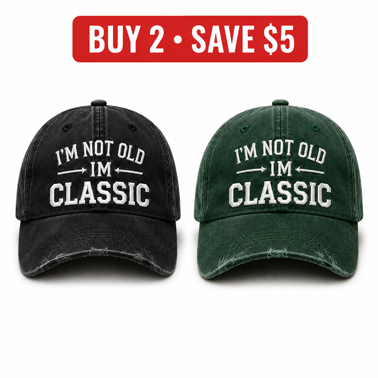🧢I’m Not Old I’m Classic Vintage Baseball Cap – Adjustable Washed Cotton Dad Hat, Unisex Casual Embroidered Hat for Everyday Wear & Outdoor Adventures