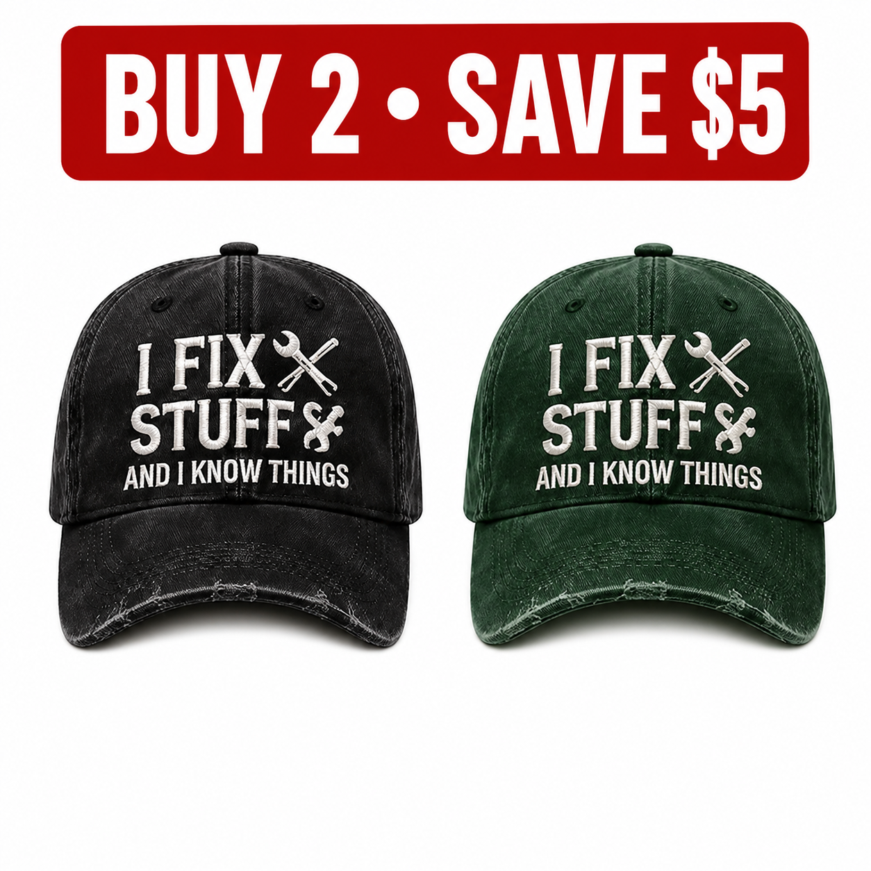 🧢I Fix Stuff and I Know Things – Vintage Embroidered Baseball Cap, Funny Dad Hat for DIY Lovers, Mechanics & Handymen