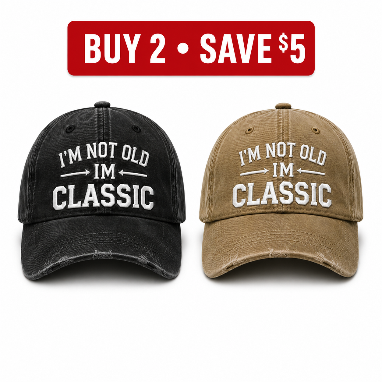 🧢I’m Not Old I’m Classic Vintage Baseball Cap – Adjustable Washed Cotton Dad Hat, Unisex Casual Embroidered Hat for Everyday Wear & Outdoor Adventures