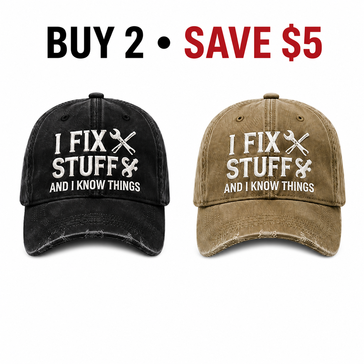 🧢I Fix Stuff and I Know Things – Vintage Embroidered Baseball Cap, Funny Dad Hat for DIY Lovers, Mechanics & Handymen