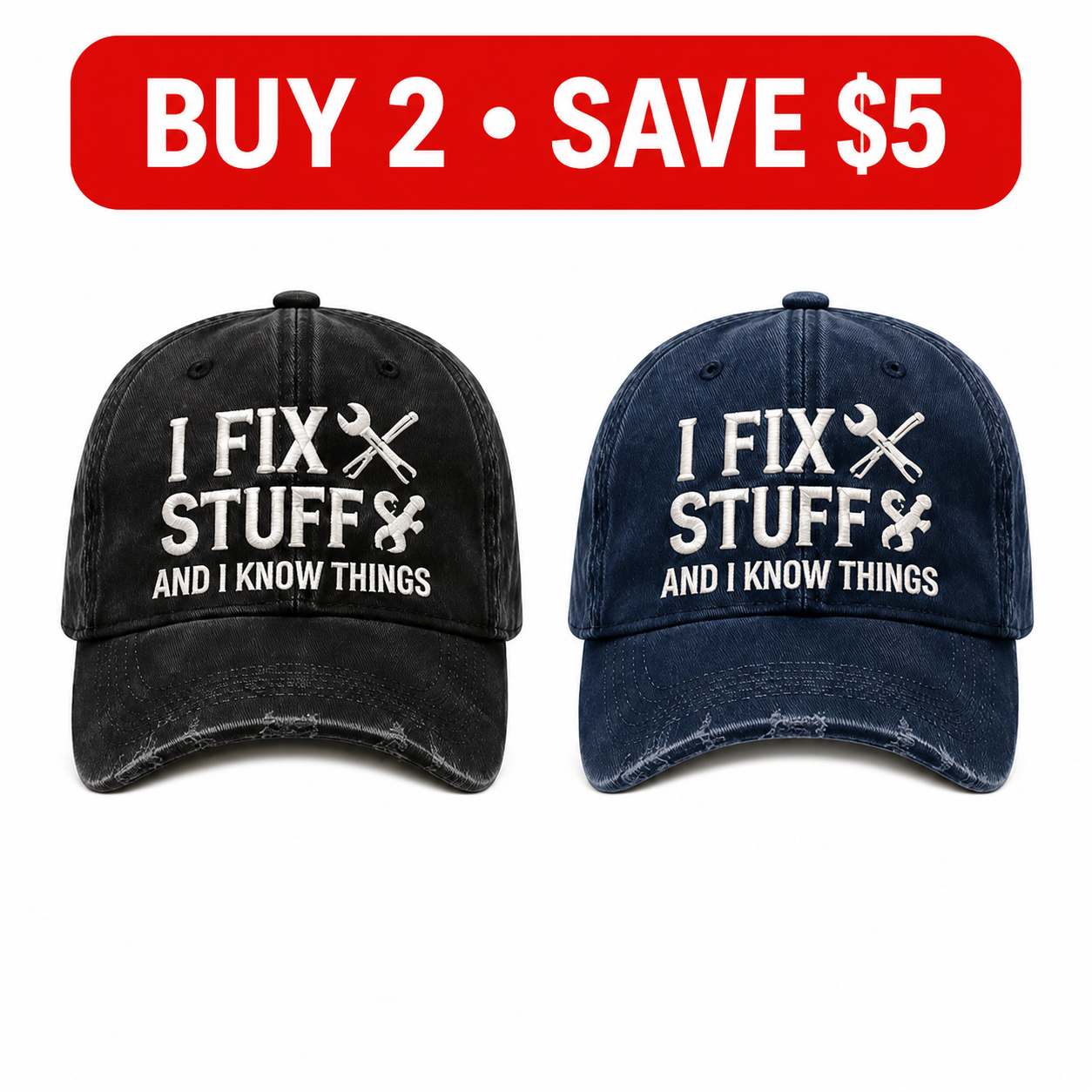 🧢I Fix Stuff and I Know Things – Vintage Embroidered Baseball Cap, Funny Dad Hat for DIY Lovers, Mechanics & Handymen