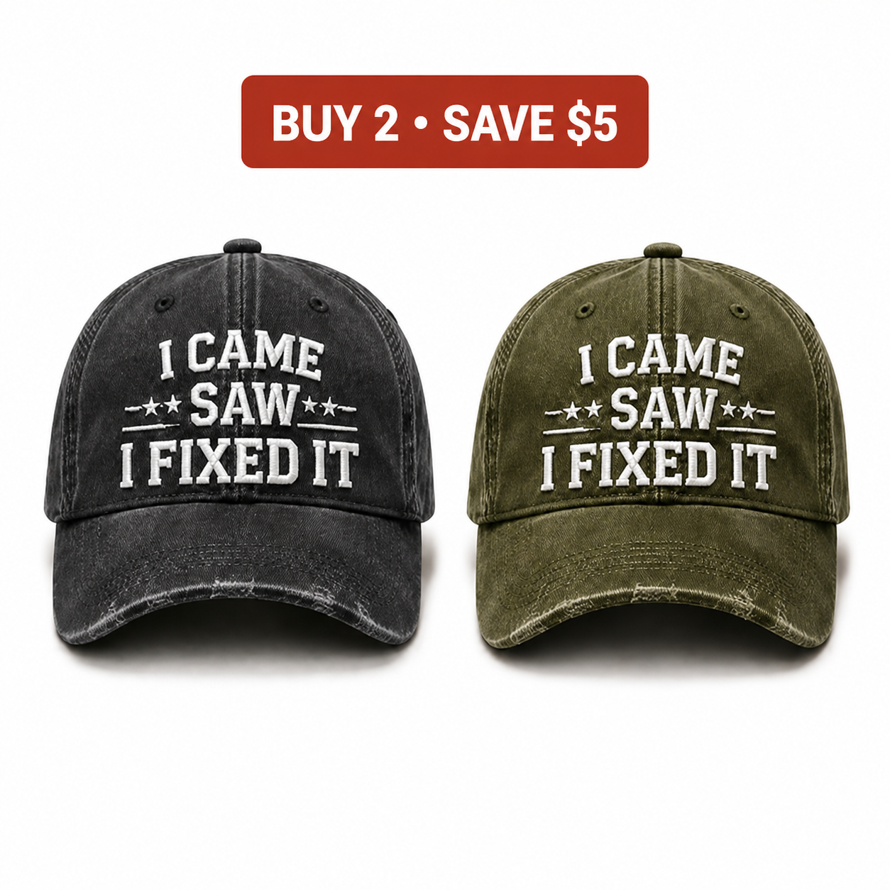 🧢 Vintage “I Came, I Saw, I Fixed It” Baseball Cap – Adjustable Washed Dad Hat