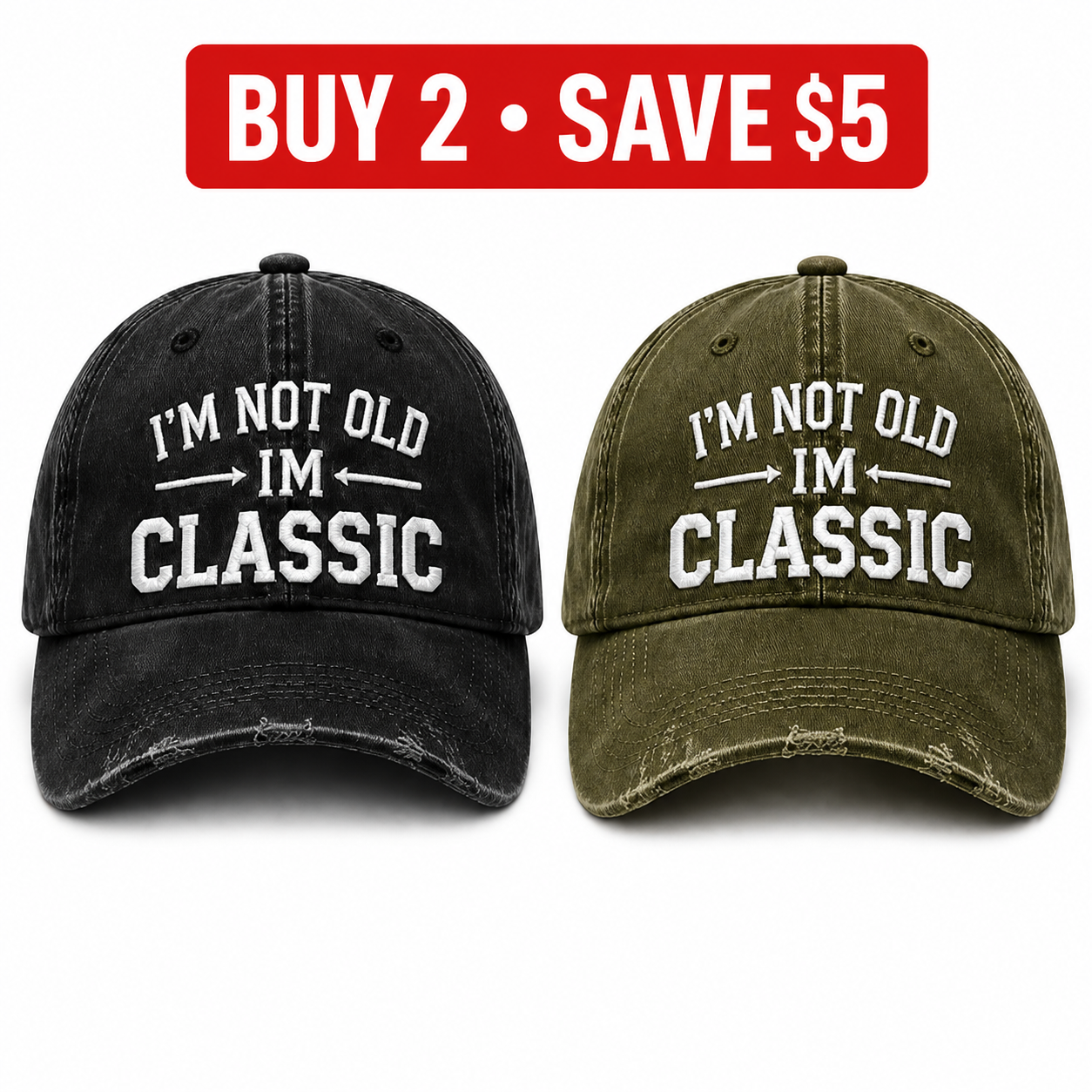 🧢I’m Not Old I’m Classic Vintage Baseball Cap – Adjustable Washed Cotton Dad Hat, Unisex Casual Embroidered Hat for Everyday Wear & Outdoor Adventures