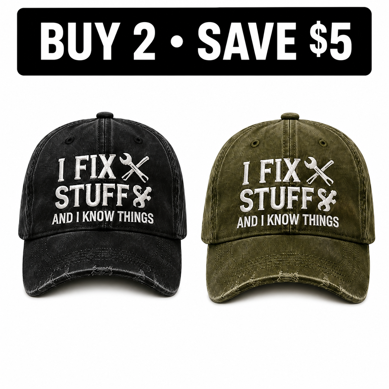 🧢I Fix Stuff and I Know Things – Vintage Embroidered Baseball Cap, Funny Dad Hat for DIY Lovers, Mechanics & Handymen