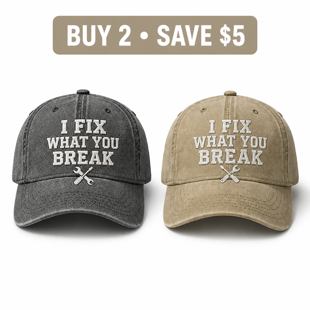 🧢I Fix What You Break Vintage Embroidered Cap – Classic Washed Dad Hat