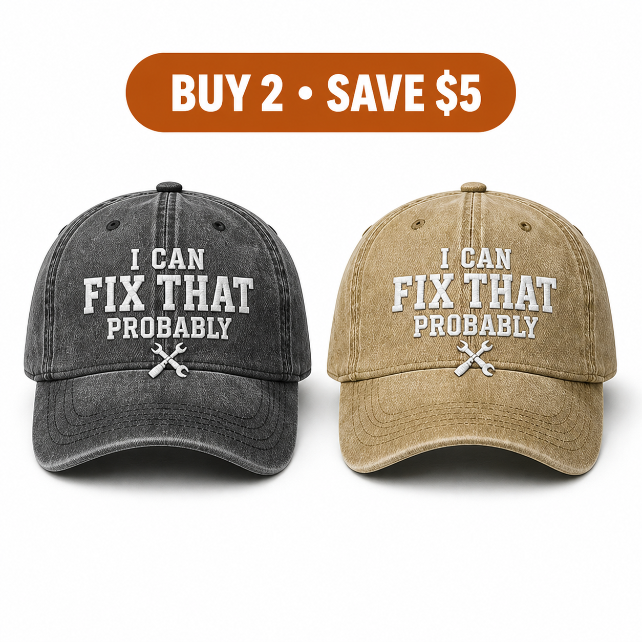 🧢Men’s “I Can Fix That Probably” Vintage Embroidered Baseball Cap