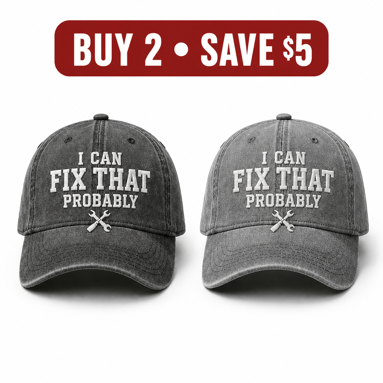 🧢Men’s “I Can Fix That Probably” Vintage Embroidered Baseball Cap