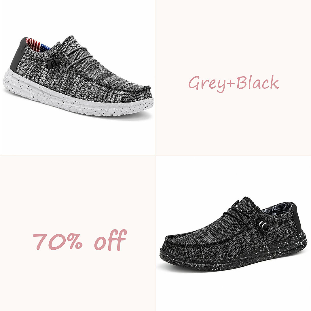 Men's Stretch Slip-On Casual Shoes - Grey + Black