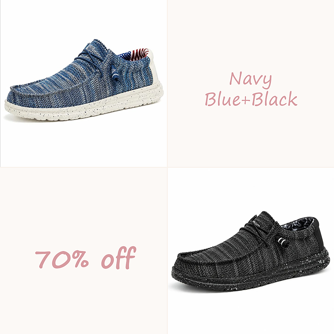 Men's Stretch Slip-On Casual Shoes - Navy Blue + Black