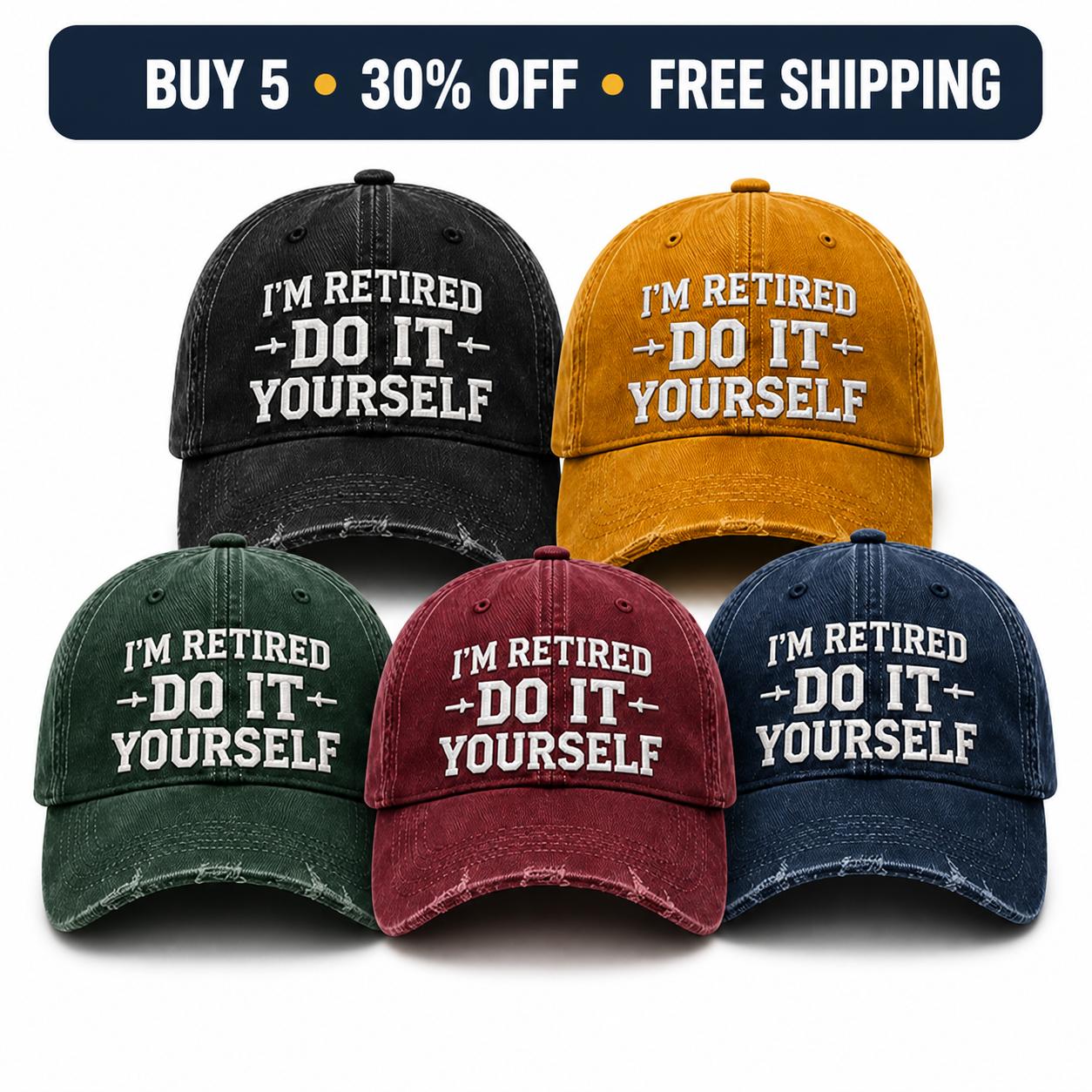 🧢 I’m Retired – Do It Yourself Vintage Baseball Cap, Funny Retirement Gift for Men & Women