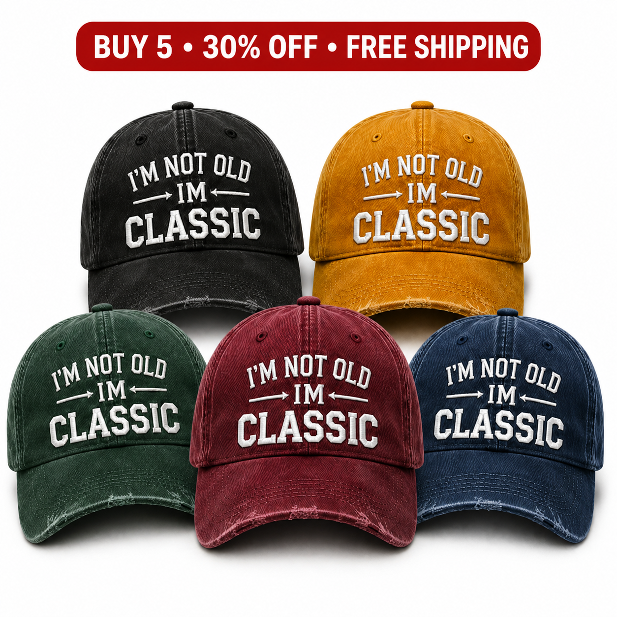 🧢I’m Not Old I’m Classic Vintage Baseball Cap – Adjustable Washed Cotton Dad Hat, Unisex Casual Embroidered Hat for Everyday Wear & Outdoor Adventures