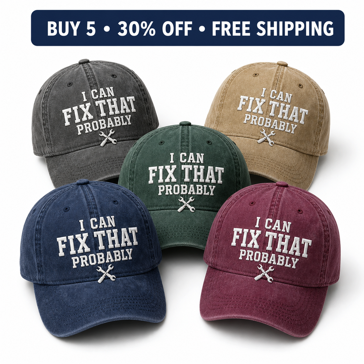 🧢Men’s “I Can Fix That Probably” Vintage Embroidered Baseball Cap