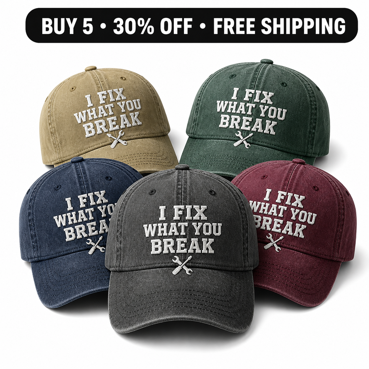 🧢I Fix What You Break Vintage Embroidered Cap – Classic Washed Dad Hat