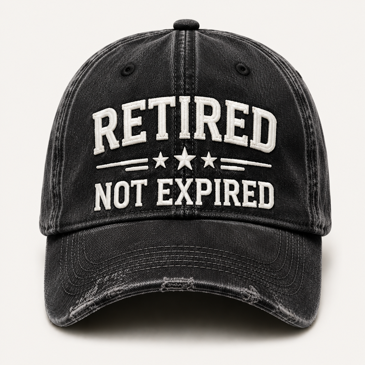 🧢 RETIRED — NOT EXPIRED Vintage Washed Embroidered Baseball Cap, Adjustable Casual Dad Hat