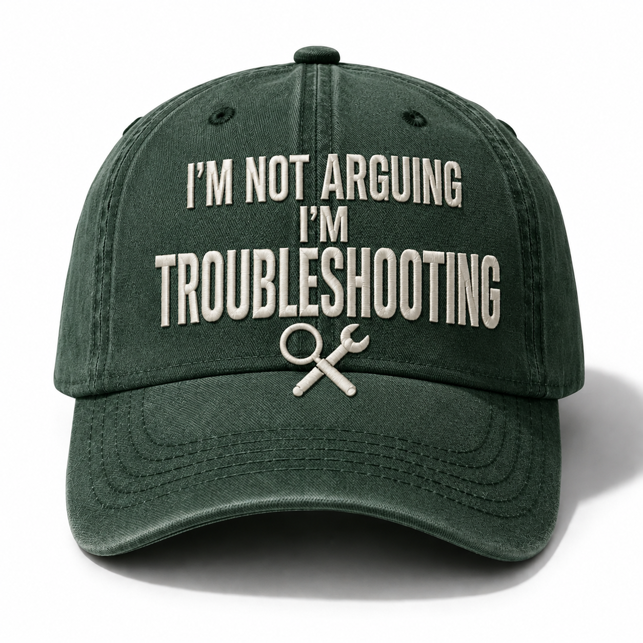 Men’s “I’m Not Arguing, I’m Troubleshooting” Vintage Washed Baseball Cap – Adjustable Casual Hat