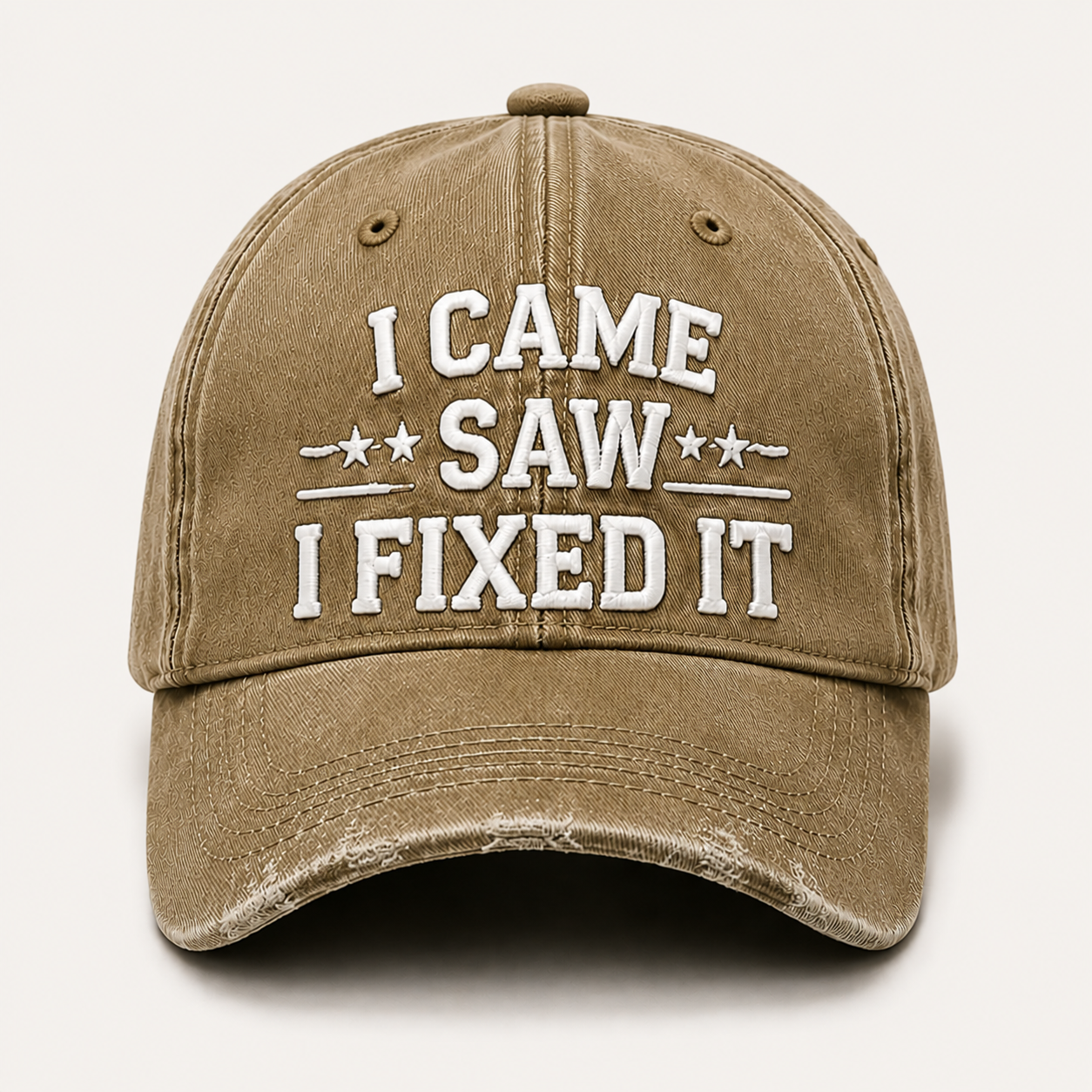 🧢 Vintage “I Came, I Saw, I Fixed It” Baseball Cap – Adjustable Washed Dad Hat