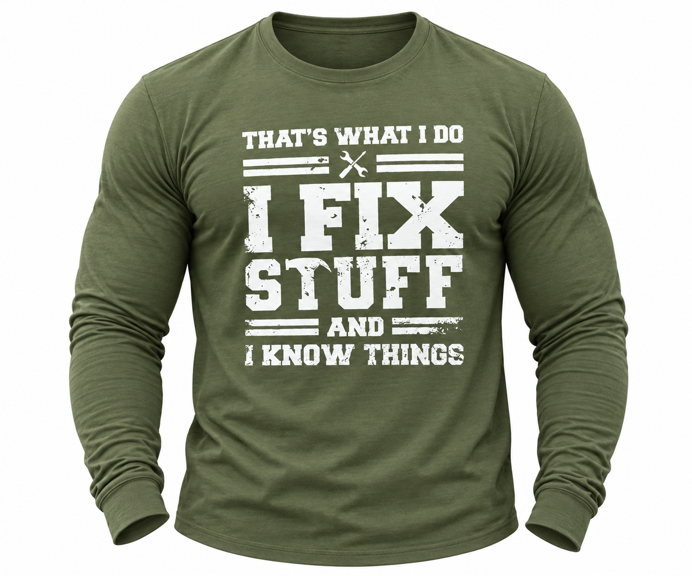 🔥Men’s “I Fix Stuff and I Know Things” Long-Sleeve Graphic T-Shirt