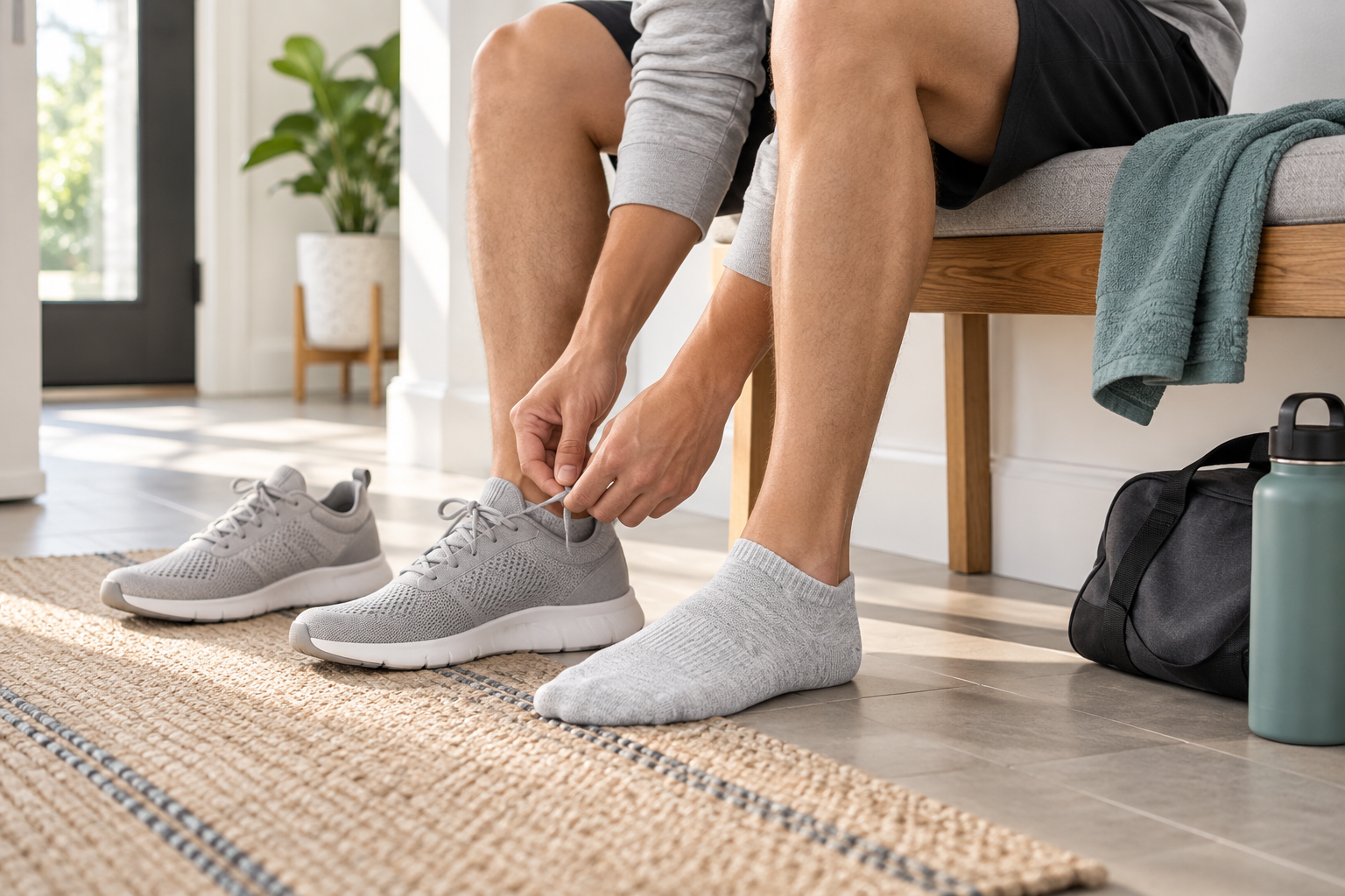 Unisex ankle socks worn with sneakers after a daily walk