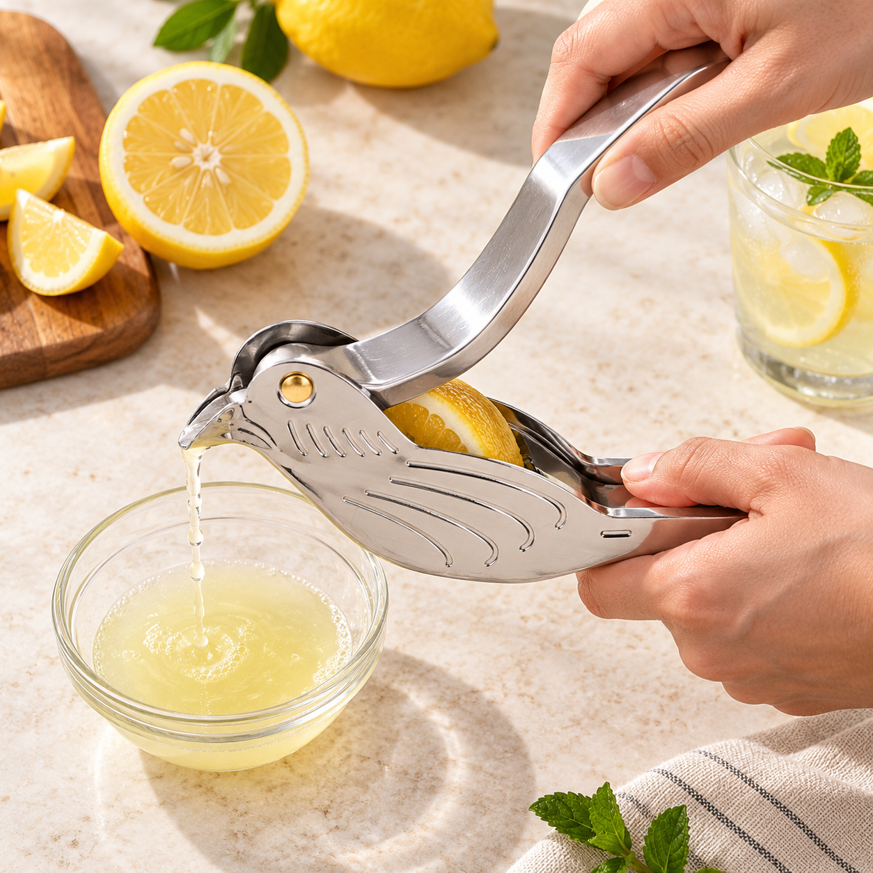 🐦Elegant Bird-Shaped Stainless Steel Manual Lemon and Lime Juicer, 🍋Portable Citrus Extruder Gadget