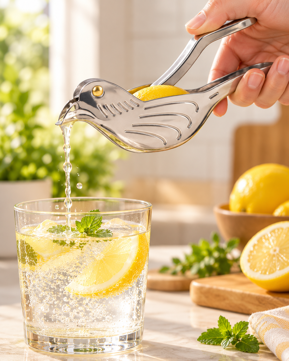 🐦Elegant Bird-Shaped Stainless Steel Manual Lemon and Lime Juicer, 🍋Portable Citrus Extruder Gadget