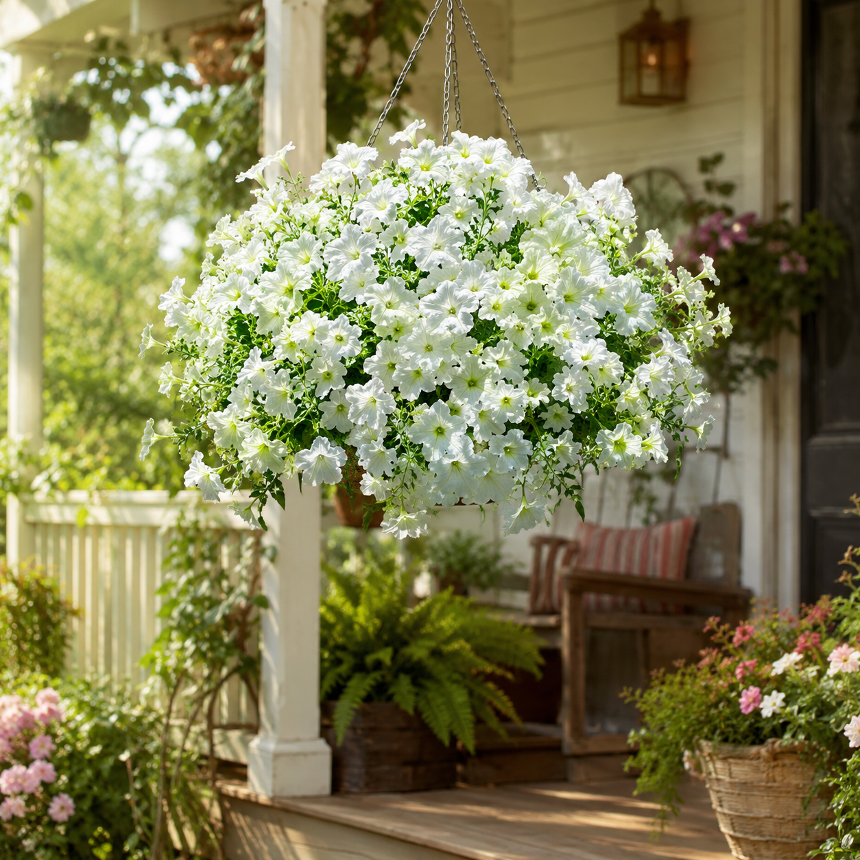 🌸 **Lush Hanging Flower Basket – Instant Porch & Patio Makeover**