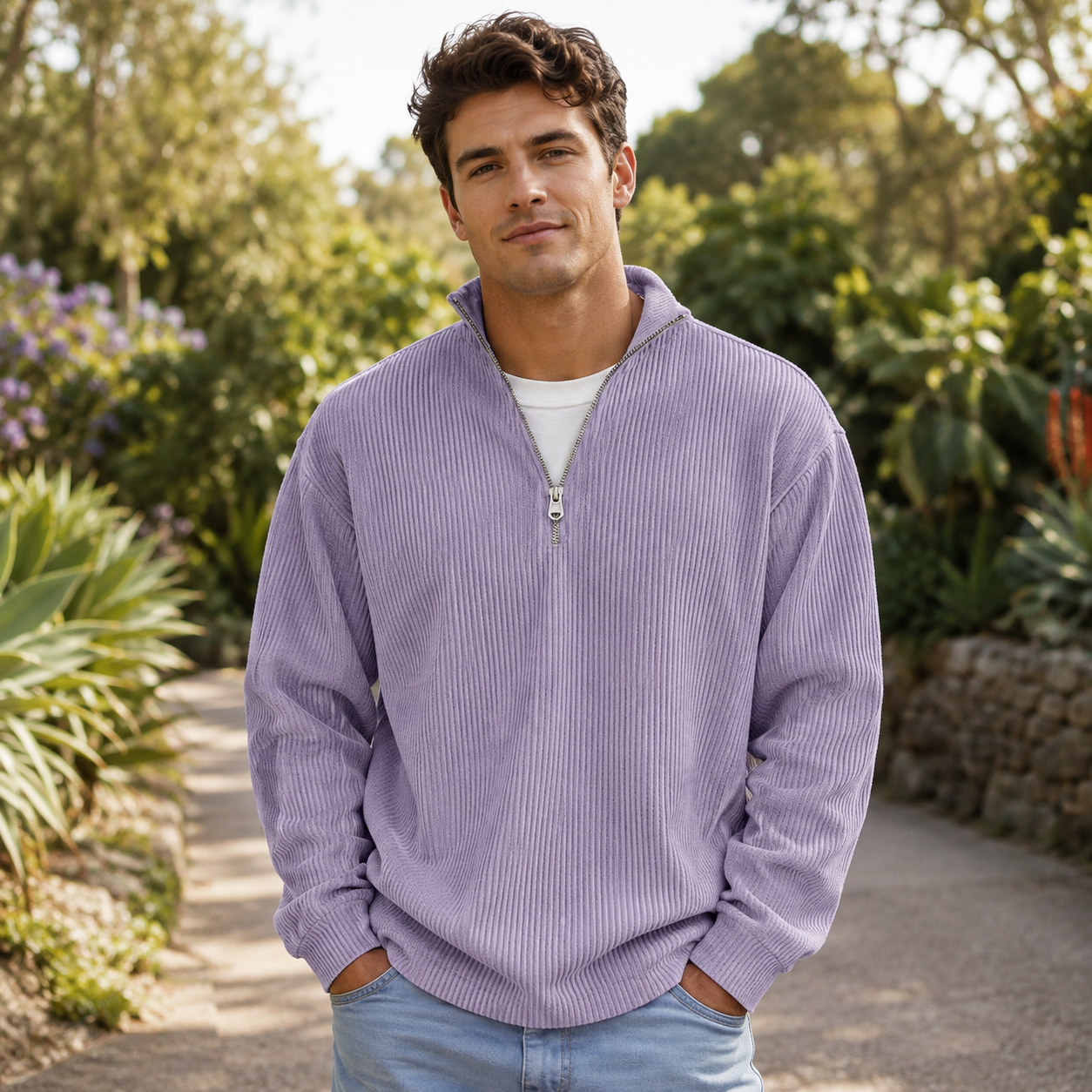 🔥 Men’s Ribbed Quarter-Zip Sweater | Soft Knit, Relaxed Fit & Everyday Style 🍂
