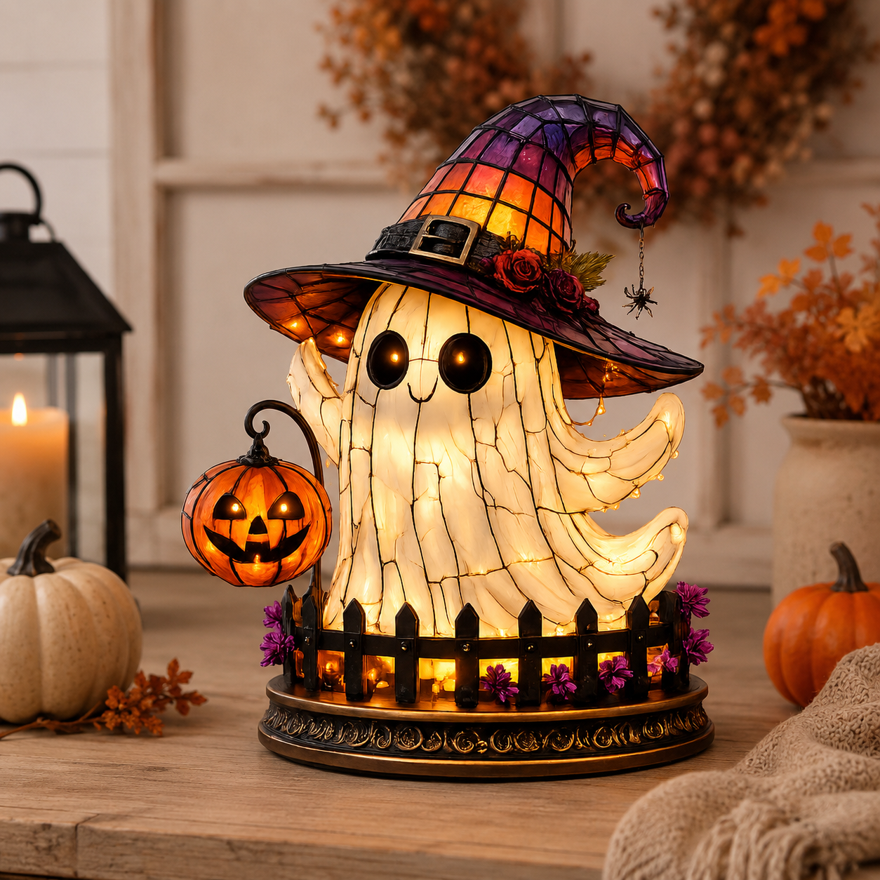 🎃 **Magical Stained-Glass Halloween Lights – Spooky Glow for a Cozy Home ✨**