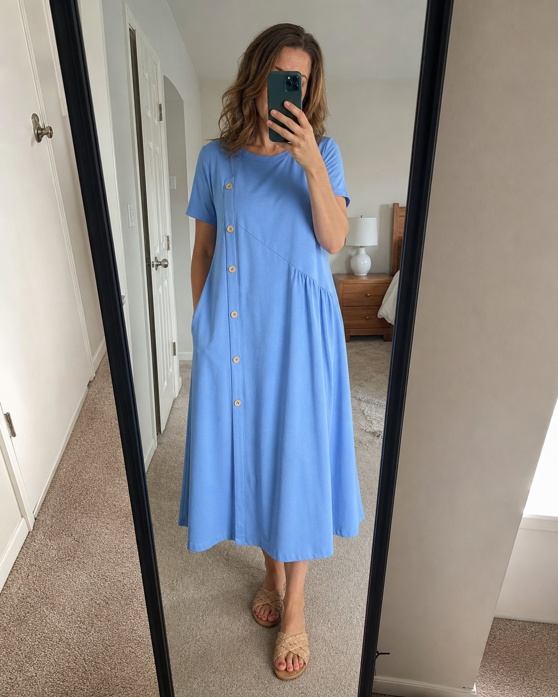 Customer wearing the airy A-line dress