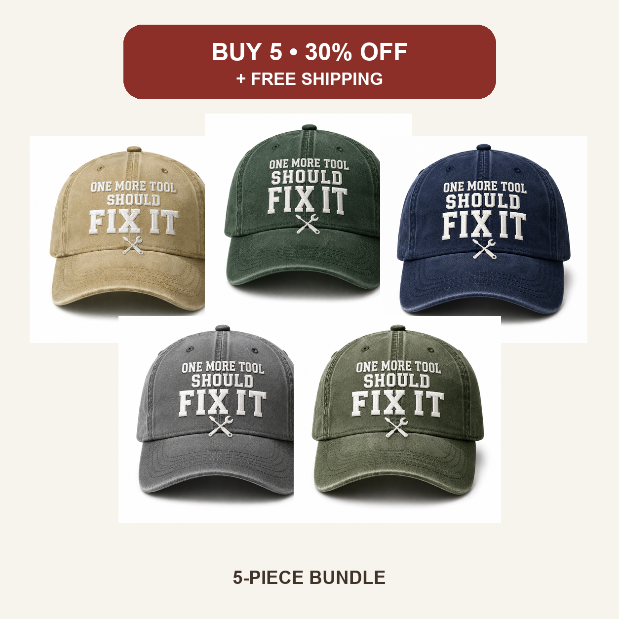 🧢Men’s Vintage “One More Tool Should Fix It” Embroidered Baseball Cap – Adjustable Washed Cotton Workwear Hat
