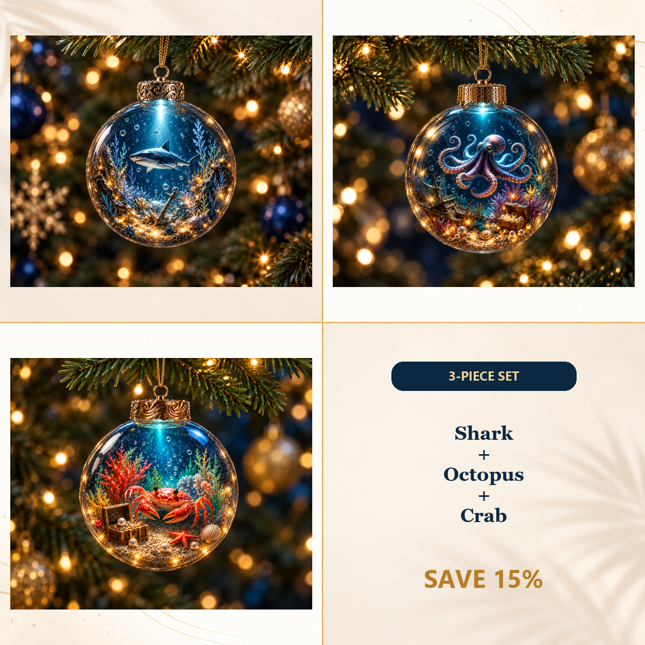 🌊Ocean Glow Sea Life Ornament Collection – 🐳8 Underwater Designs