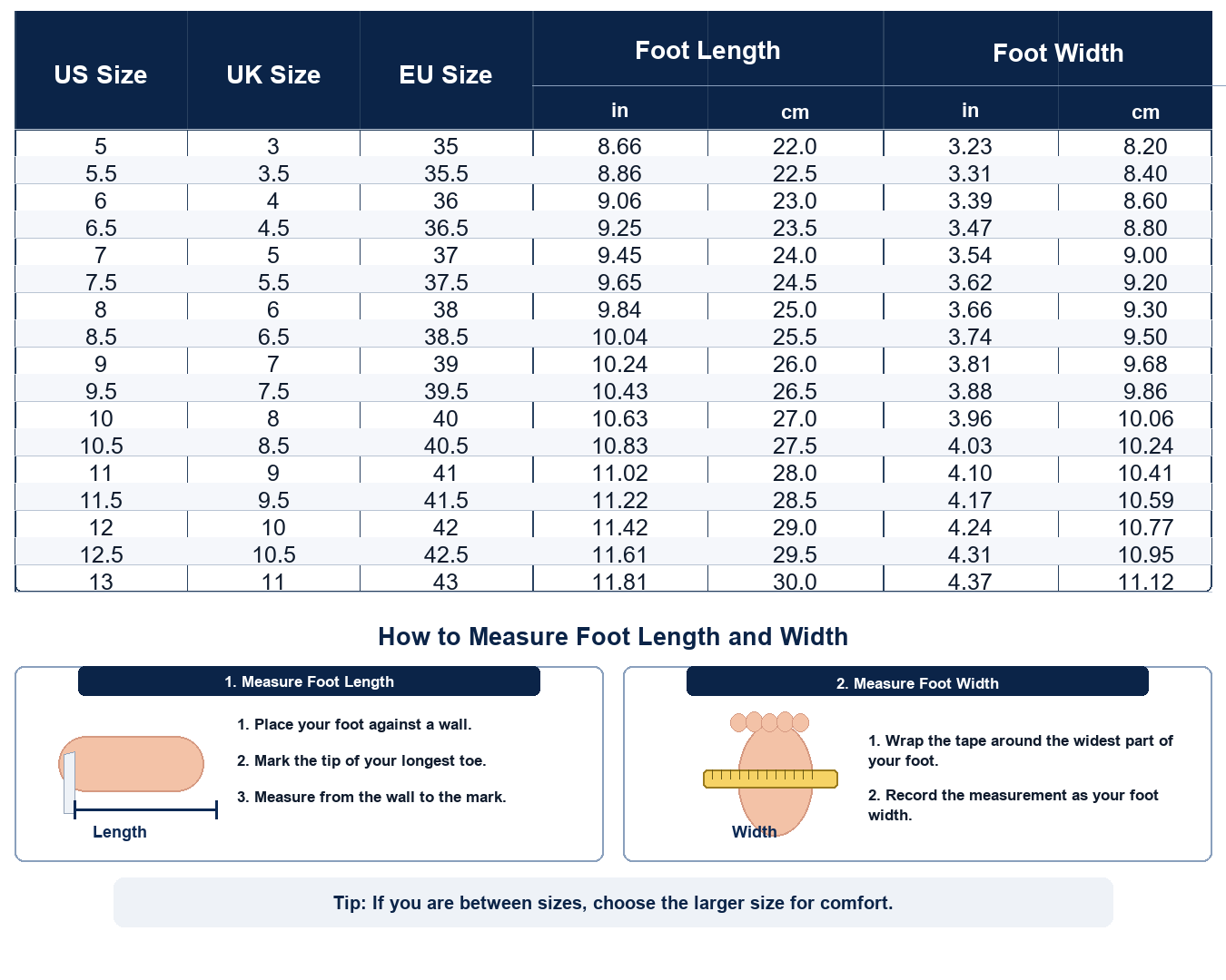Women's crossover comfort slide sandals size chart