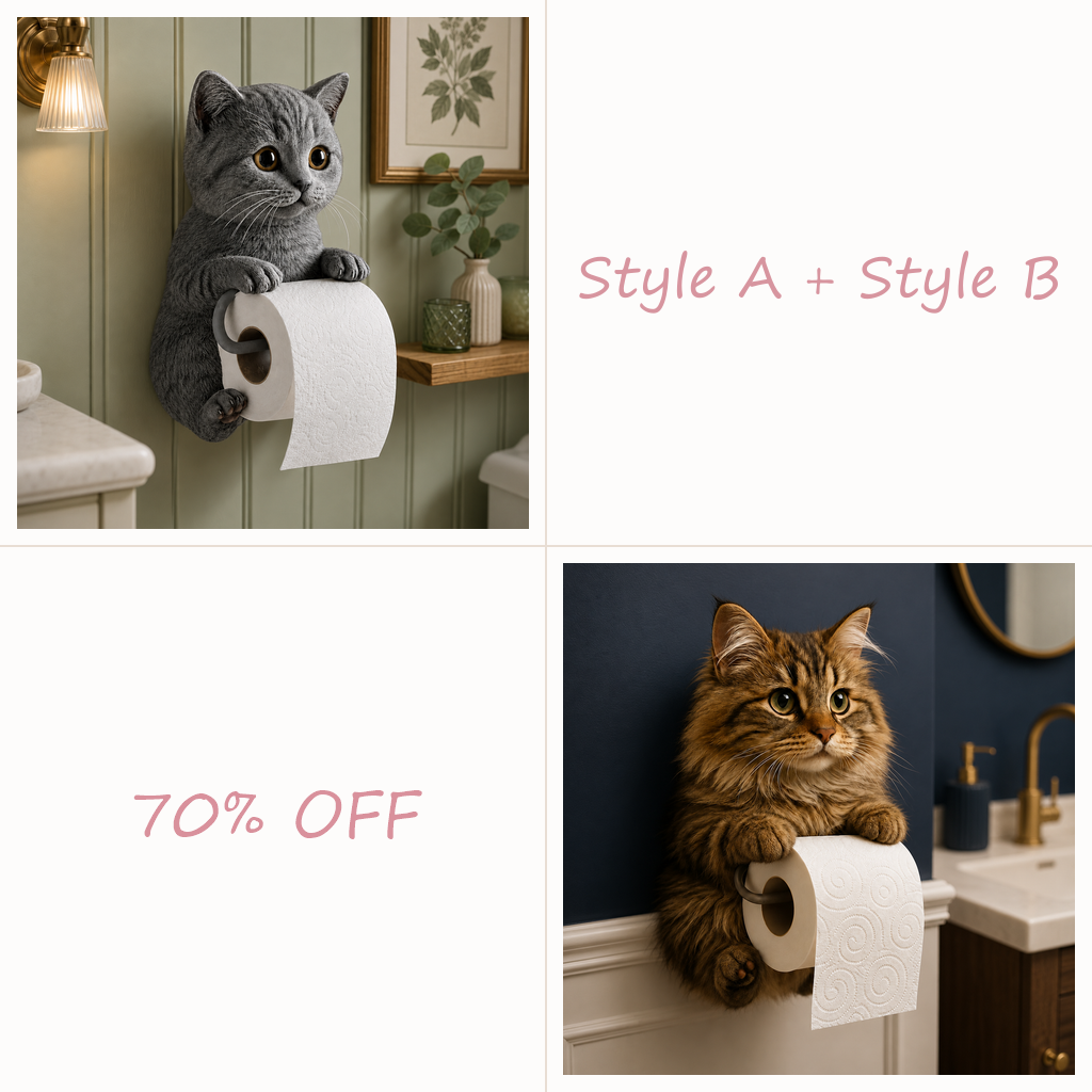 😻😻😻 Cute Cat Wall-Mounted Toilet Paper Holder – Fun, Practical Bathroom Décor