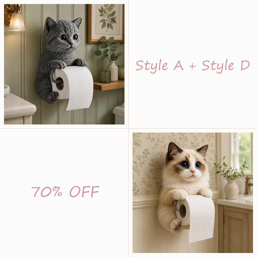 😻😻😻 Cute Cat Wall-Mounted Toilet Paper Holder – Fun, Practical Bathroom Décor