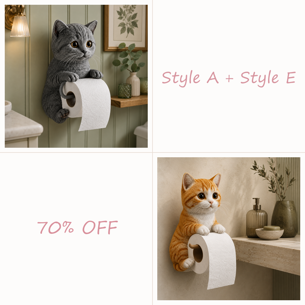 😻😻😻 Cute Cat Wall-Mounted Toilet Paper Holder – Fun, Practical Bathroom Décor