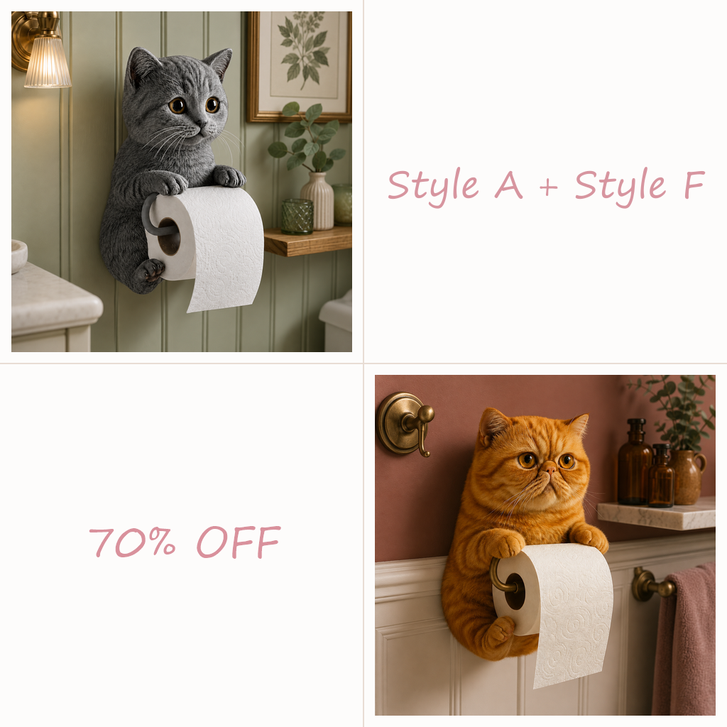 😻😻😻 Cute Cat Wall-Mounted Toilet Paper Holder – Fun, Practical Bathroom Décor