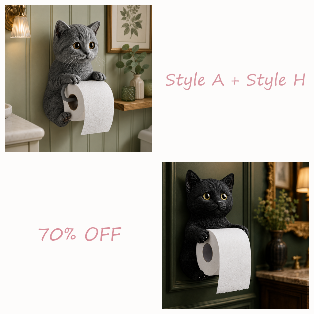 😻😻😻 Cute Cat Wall-Mounted Toilet Paper Holder – Fun, Practical Bathroom Décor