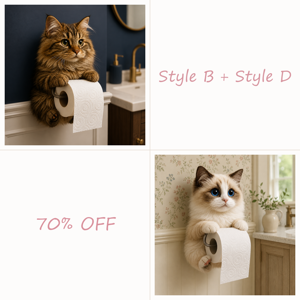 😻😻😻 Cute Cat Wall-Mounted Toilet Paper Holder – Fun, Practical Bathroom Décor