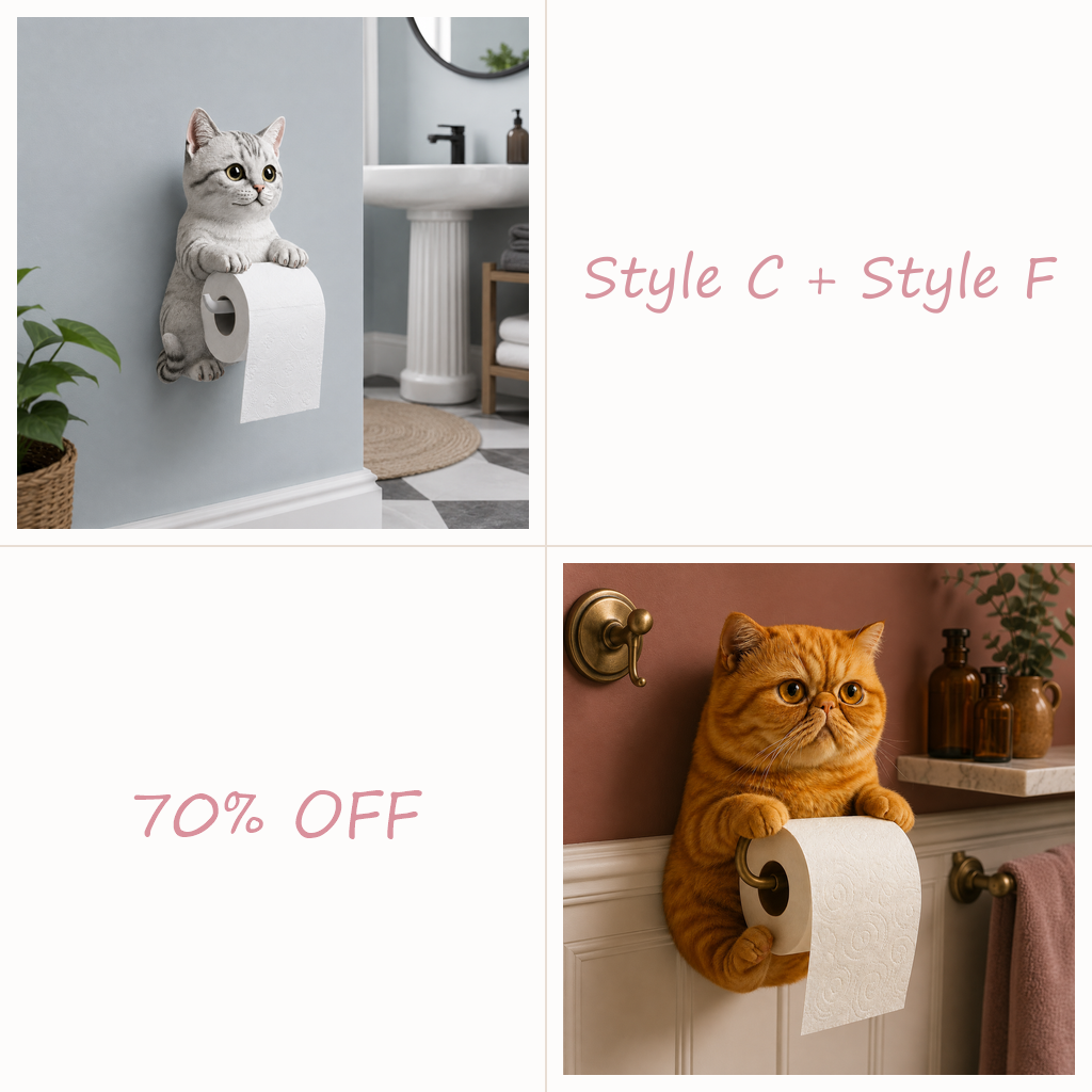 😻😻😻 Cute Cat Wall-Mounted Toilet Paper Holder – Fun, Practical Bathroom Décor