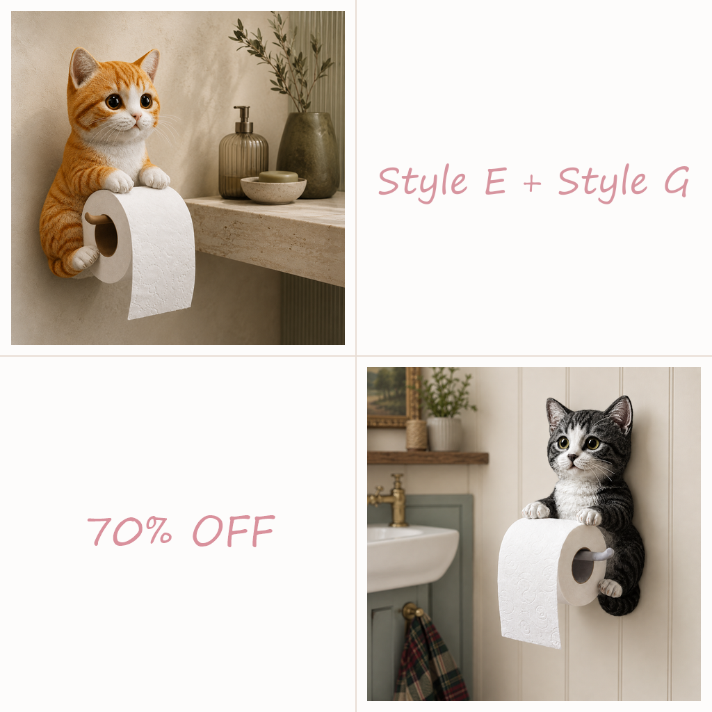 😻😻😻 Cute Cat Wall-Mounted Toilet Paper Holder – Fun, Practical Bathroom Décor