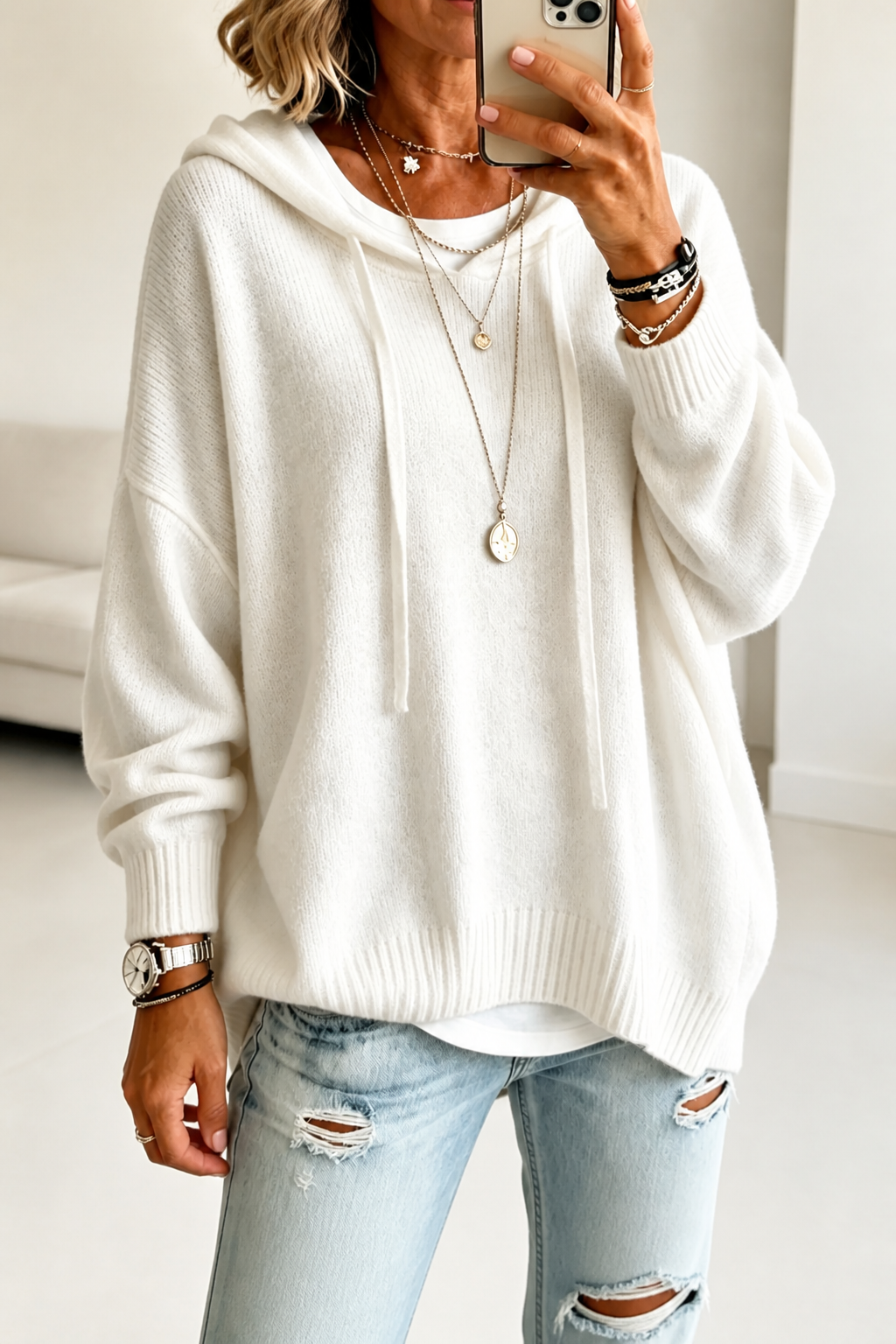 📢📢 70% OFF!!  Wearbella – Oversized Drawstring Hooded Knit Sweater